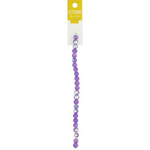 8mm AB Flash Lavender Colour Round Glass Strung Beads